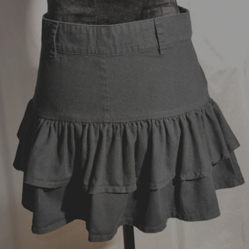 Social Collision Black Ruffled Skirt, Goth, Small - Picture 4 of 7